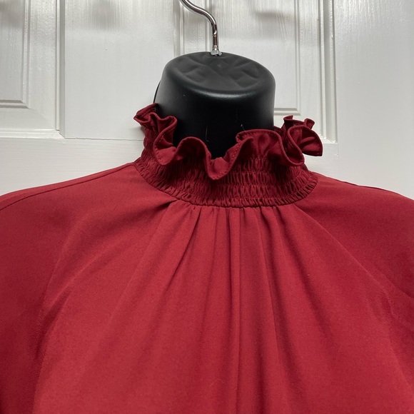 NY&Co Red High Neck Blouse - Picture 5 of 7